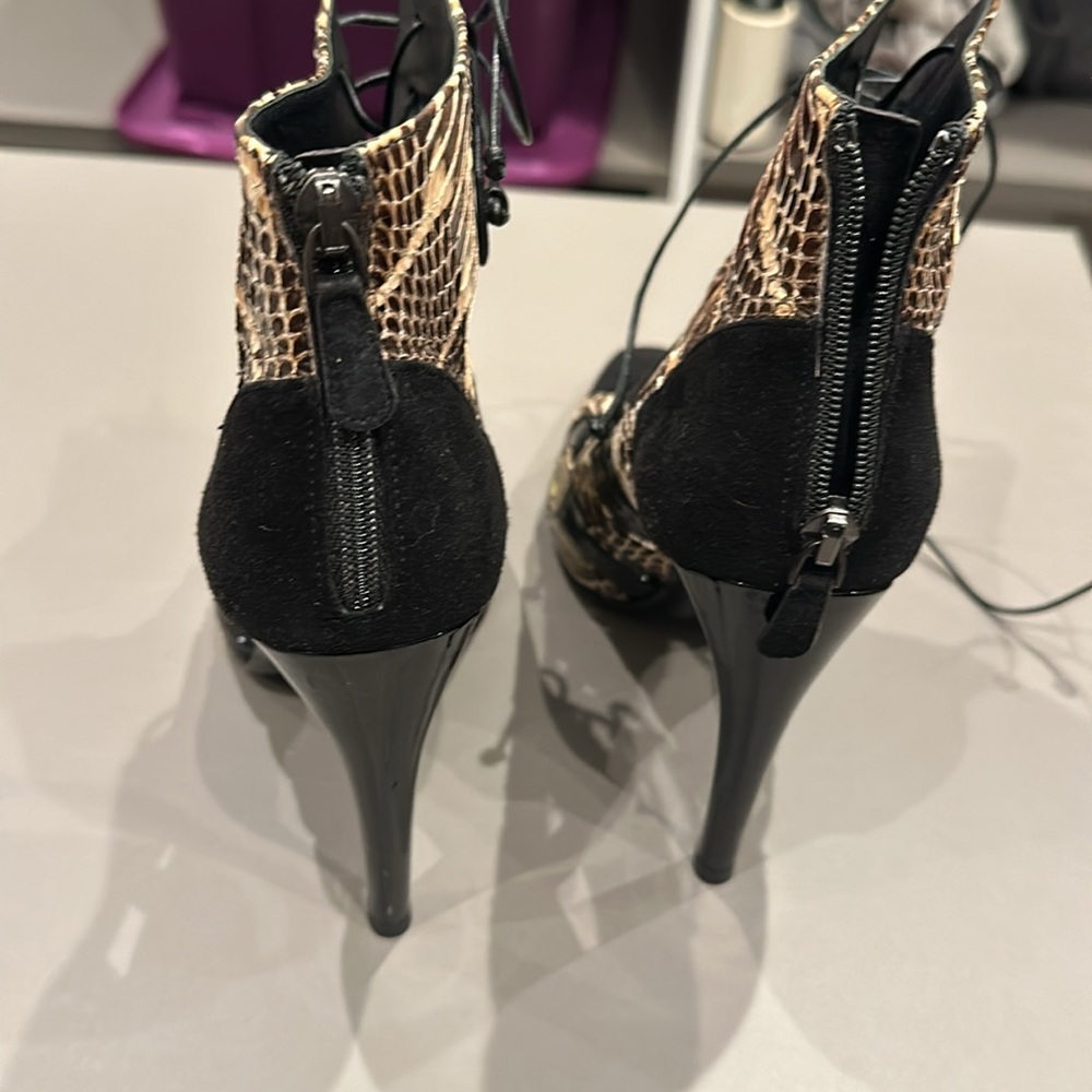 Bottega Venetta Suede And Python Lace Up Bootie - image 5